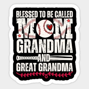 Blessed To Be Called Mom Grandma Great Grandma Baseball Sticker